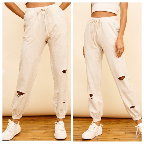 Boho chic Ripped Detail Drawstring joggers - Picture 5 of 5